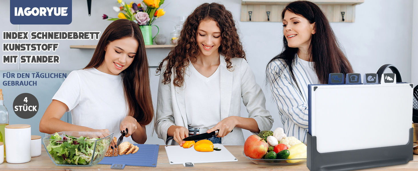 Набір з 3 дерев'яних обробних дощок, великі, з антибактеріальним покриттям, з пресом для часнику, для кухні, для овочів/фруктів/м'яса, бежевий+зелений+темно-синій
