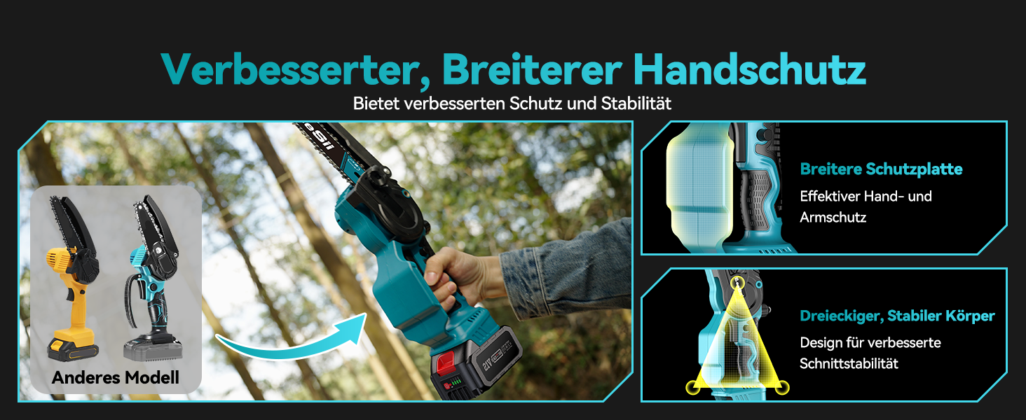 Акумуляторна міні-пила SEESII 8000mAh, 6 дюймів, з автоматичною змащенням та запасним ланцюгом. Ідеальна для стрижки гілок та різання деревини.