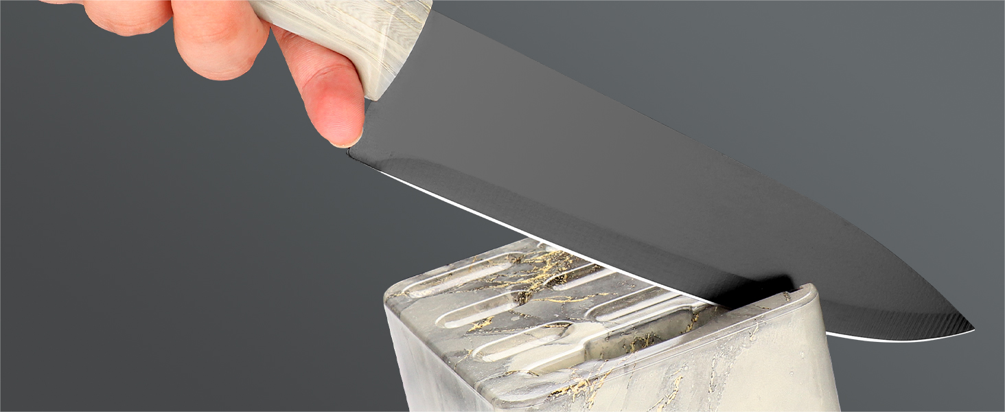 Набір кухонних ножів Messerblock з 16 частинами, з дерев'яною підставкою, дощечкою, захистом пальців, точилкою та кухонними ножицями, професійний набір ножів для дому (зелений, блакитний)