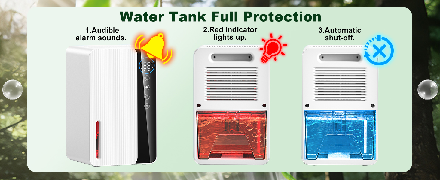 Електричний осушувач повітря 1800 мл, енергозберігаючий, для спальні та ванної кімнати, 22,5W, тихий режим, таймер, автовимкнення (550 мл/день)