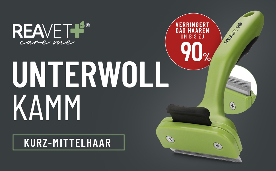 Гребінець для підшерстка ReaVET для собак та котів з короткою шерстю, середніх порід. Видаляє підшерсток, доглядає за верхнім шаром шерсті. З кнопкою самоочищення. Ідеальний для сезонного линяння. Гребінець для собак та котів, підходить для малих порід (S).