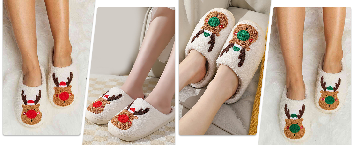 Тапочки додому TOPALL для жінок, теплі, м'які, зимові, пухнасті, антиковзні (3 Xmastree, 36/37 EU)