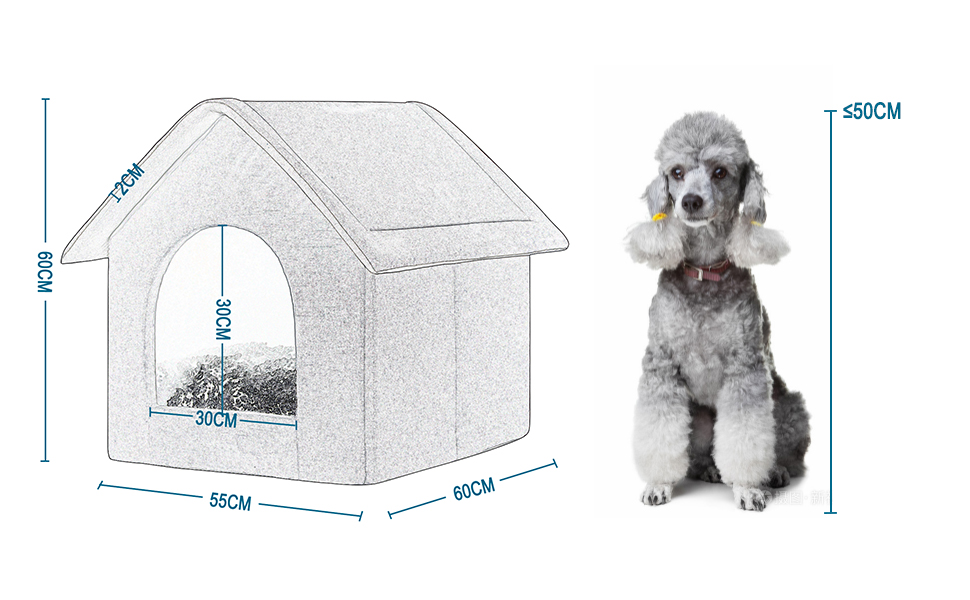 Будка для собак та котів EUGAD з плюшевою подушкою, 45x40x45 см, сіра