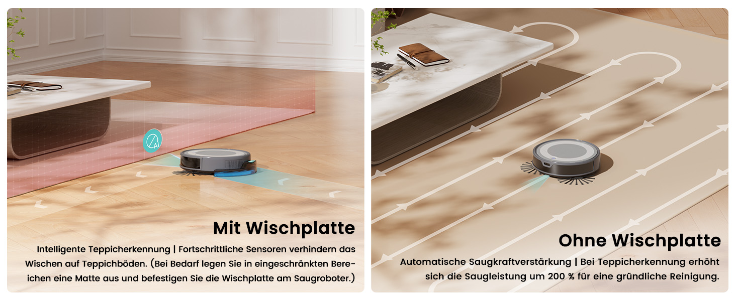 Робот-пилосос LEFANT M310 Ultra з функцією миття підлоги, сірий. Anti-Tangle, точне уникнення перешкод, керування через додаток та Alexa. Для тварин, килимів.