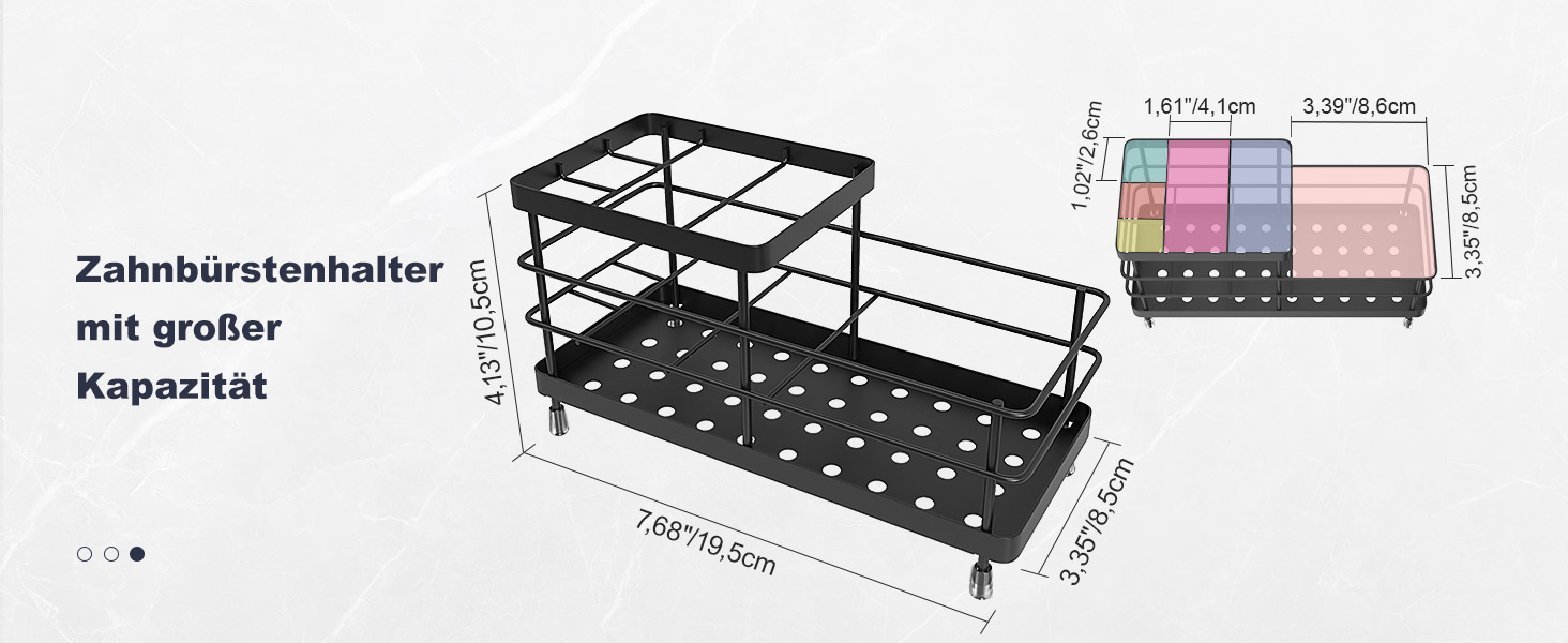 Підставка для зубних щіток Luxspire, електрична, з нержавіючої сталі, настінна без свердління, чорна, 2 слоти