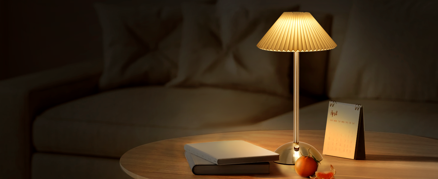 Світлодіодна настільна лампа Starnearby бездротова, з сенсорним димером, акумуляторна, 3 режими світла, вінтажний дизайн, металева, для спальні, офісу, тумбочки (Бежева + Коричнева основа)