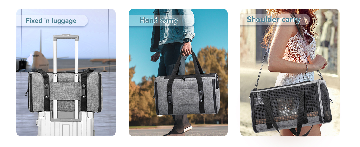 Транспортна переноска для кота/собаки Petsfit - складана переноска для авто, сіра, M (45,5 x 28 x 28 см)