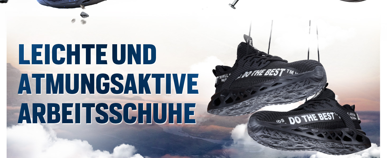 Черевики робочі Furuian для чоловіків та жінок, легкі, спортивні, дихаючі, зі сталевим підноском, антиковзкі, фітнес-кросівки, чорні, 38.5 EU