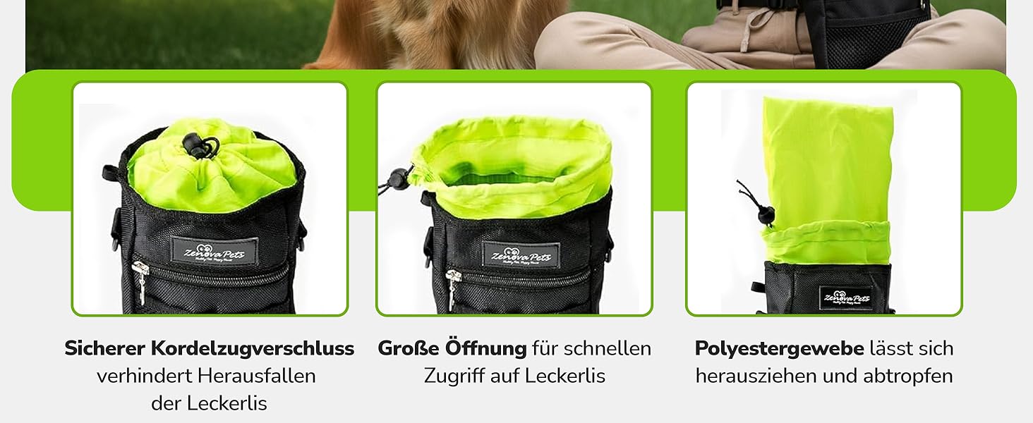 Сумка для ласощів для собак велика, з мискою, кликером, диспенсером для відходів та кишенькою для телефону, 3 способи носіння, ідеальна сумка для дресирування собак