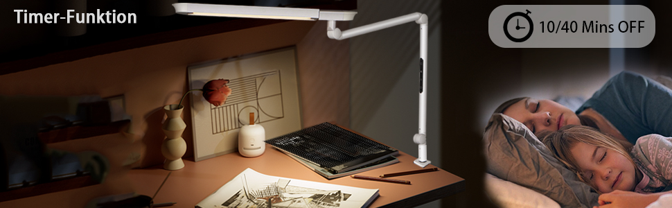 LED лампа настільна з кліпсою, 18W, 1100 люменів, для офісу та дому, без відблисків, захист очей, біла