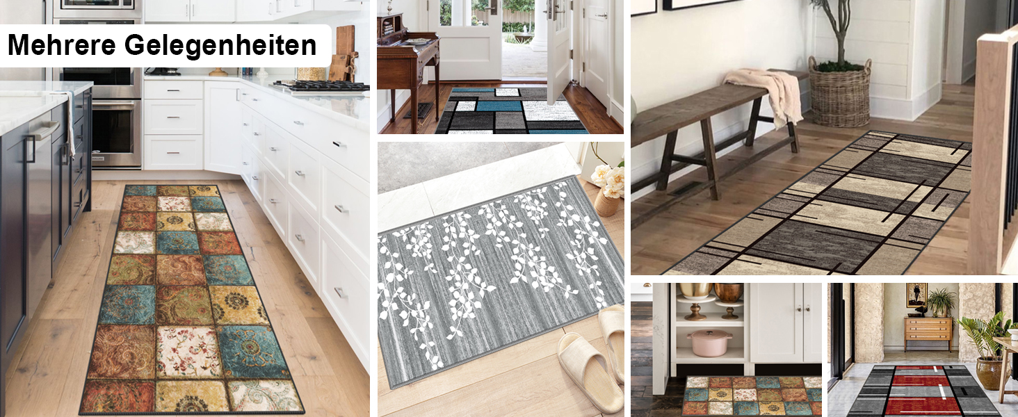 Килимок для підлоги, коридору, кухні - антиковзаючий, миючий, 60x90 см, сірий/блакитний