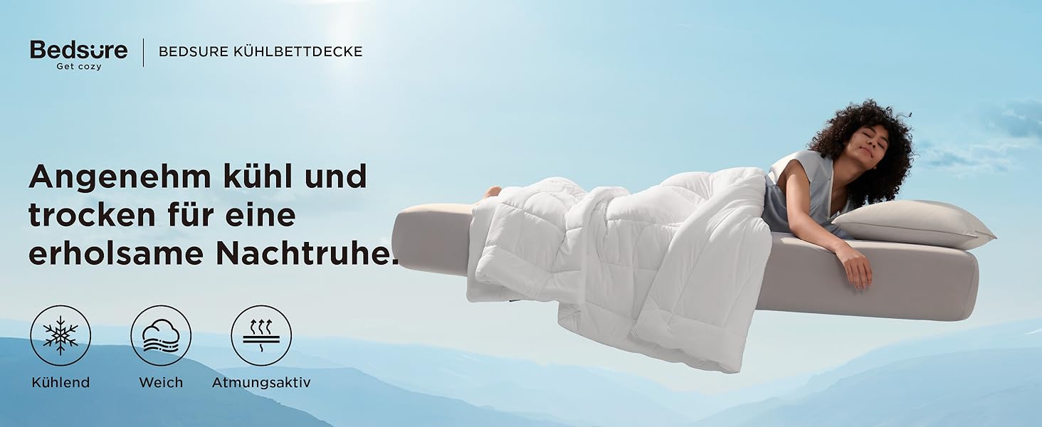 Охолоджуюча ковдра BEDSURE двостороння літня 155x220 см Arc-Chill - ковдра для сну при нічній пітливості, сіра