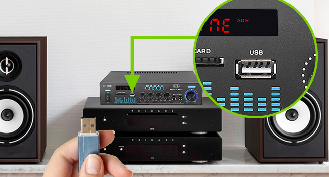 LiNKFOR стерео підсилювач Bluetooth для дому та авто з FM-радіо, USB/SD/MP3, LED-дисплей, HiFi аудіо, 29.5×23×10 см