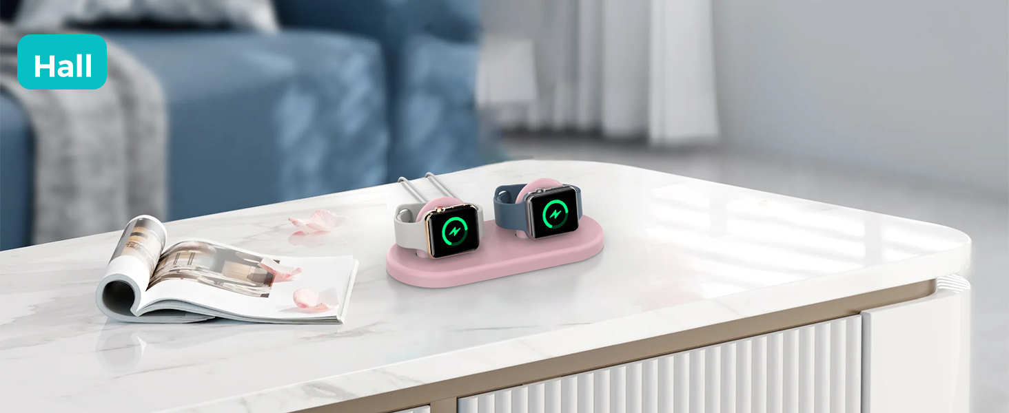 Стійка для зарядки 2 Apple Watch AHASTYLE, чорна. Сумісна з Ultra 3, Ultra 2, Ultra, SE3, SE2, SE, Series 11, 10, 9, 8, 7, 6, 5, 4, 3, 2, 1 (49/46/45/44/42/41/40/38mm). Без зарядного пристрою.