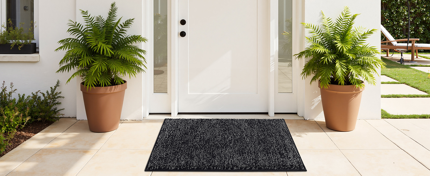 Килимок для дому та ванної кімнати SHACOS, 80 x 120 см, чорно-сірий, з антиковзаючою поверхнею