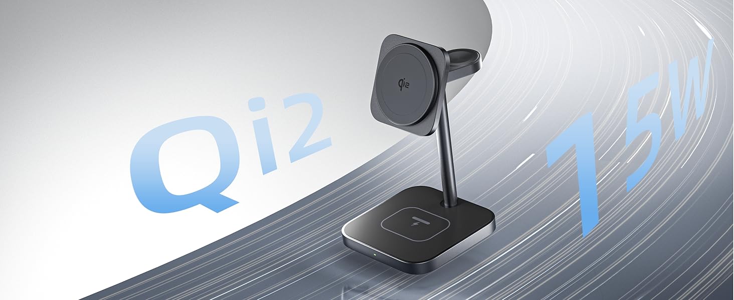 LULULOOK Qi2 Магсейф Зарядна Станція 3 в 1 з Алюмінію для Apple Watch та iPhone, 15W Швидка Зарядка (17 Pro Max/17 Pro/17 Air/17), 5W для Apple Watch Ultra, AirPods, Титан (Сірий)