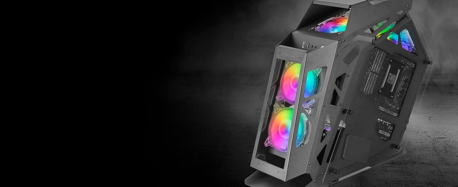 Корпус для ПК Mars Gaming MC300P MicroATX, загартоване скло, Mesh-панель, 3x FRGB вентилятори, чорний