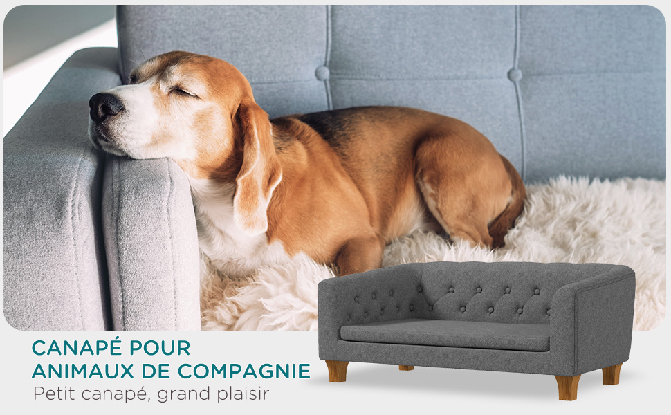 Диван для собак та котів PawHut, сірий, 96 x 60 x 42 см, з м'яким знімним подушкою