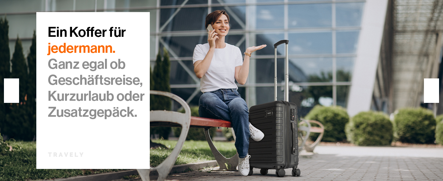 Набір валіз Travely з полікарбонату (77см, 67см, ручна поклажа), чорний, з TSA замком