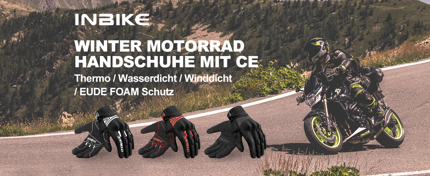 Зимові мотоциклетні рукавички INBIKE IM902W, водонепроникні, теплі, вітрозахисні, з жорстким захистом для мотокросу, для чоловіків і жінок
