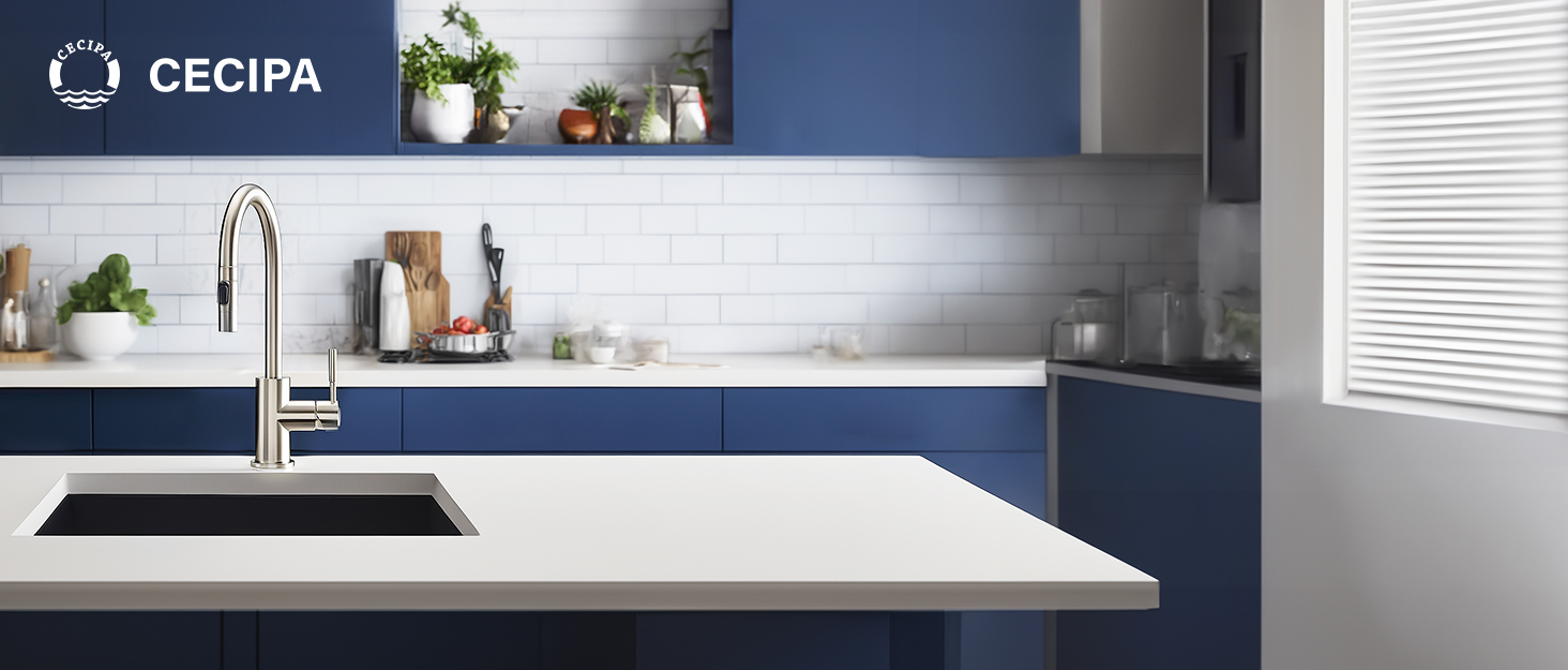 Кран кухонний CECIPA з 3 режимами, висувна лійка, поворотний на 360°, з високим виливом, нержавіюча сталь, з однією ручкою