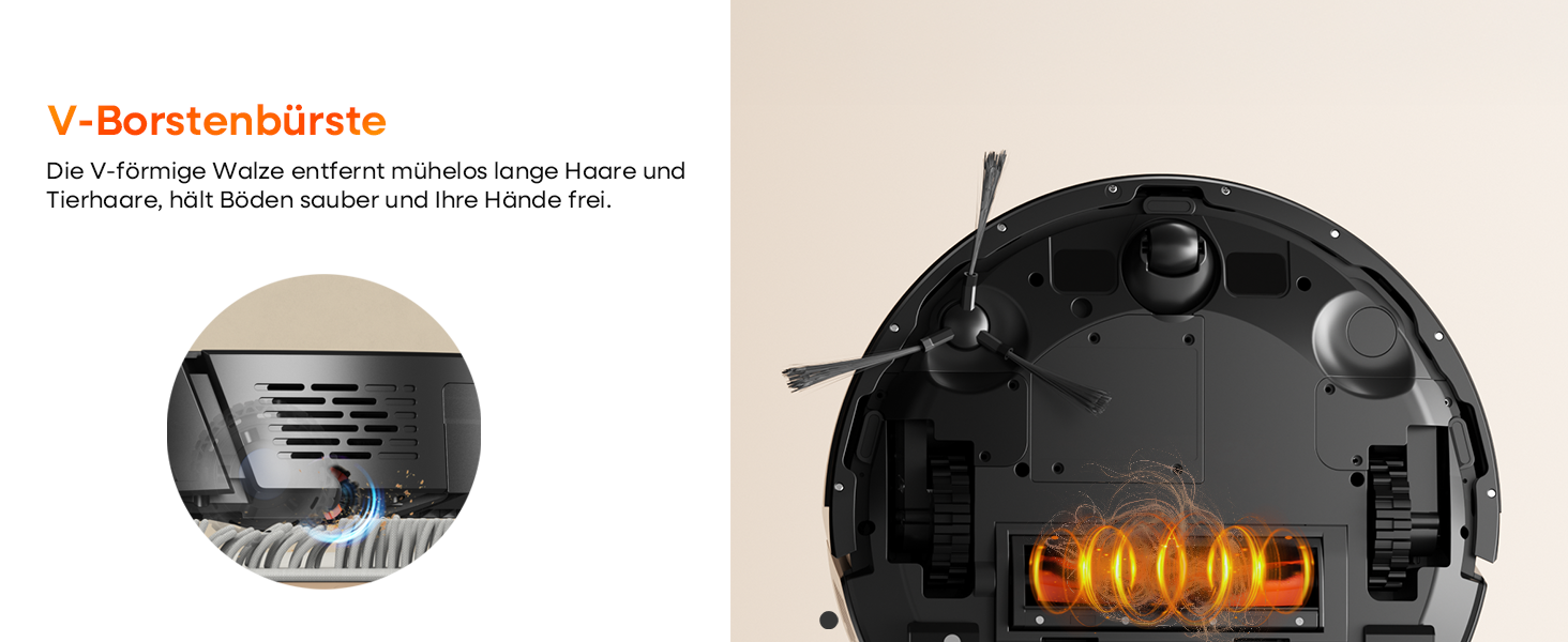 Робот-пилосос з функцією миття 7000Pa, з базою самостійної очистки 3.5L, час роботи 180 хв, LiDAR навігація, для прибирання шерсті тварин, килимів та твердих підлог, керування через додаток, чорний