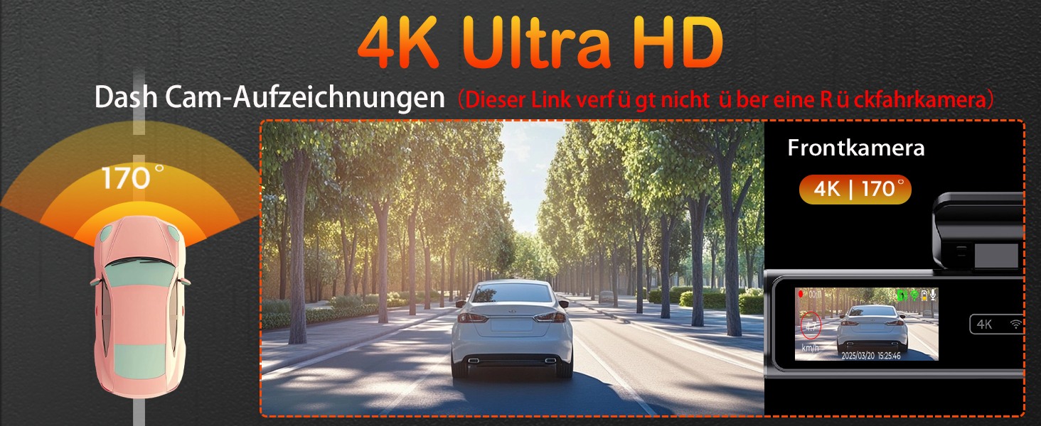 Відеореєстратор Auto Dashcam 4K з GPS, WiFi, G-сенсором та циклічною записом. В комплекті SD карта 64GB.