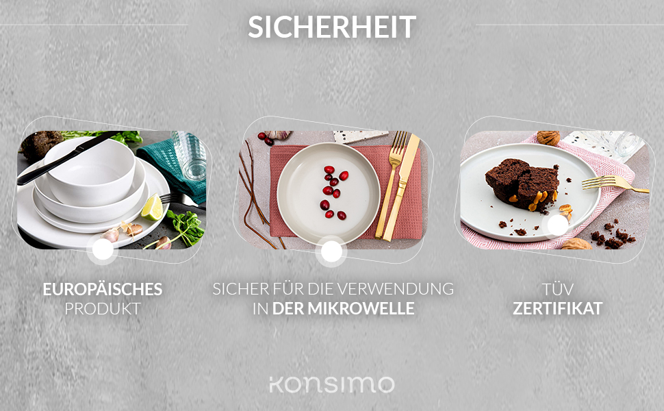 Набір посуду Konsimo VICTO для 6 осіб: 18-ти частинний сервіз з 6 тарілок, сірий - набір посуду для сім'ї