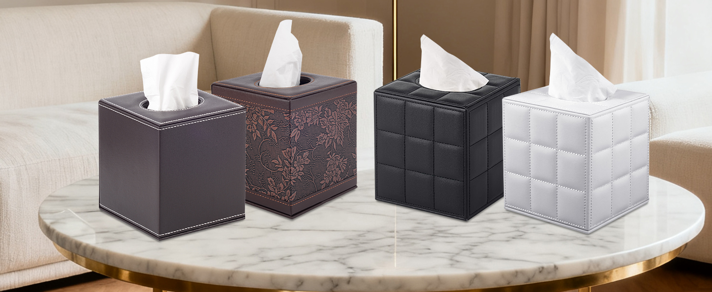 Скляна коробка для серветок прямокутна, органайзер для дому, ванної кімнати, авто, офісу, вінтажний дизайн (коричневий)