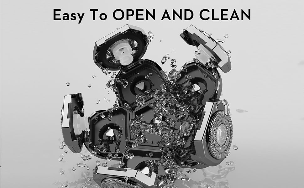 Електричний гостроювач для голови чоловічий Kibiy з 6 змінними головками, IPX7 водонепроникний, LED-дисплей, зарядка Type-C (замінна головка 6D)