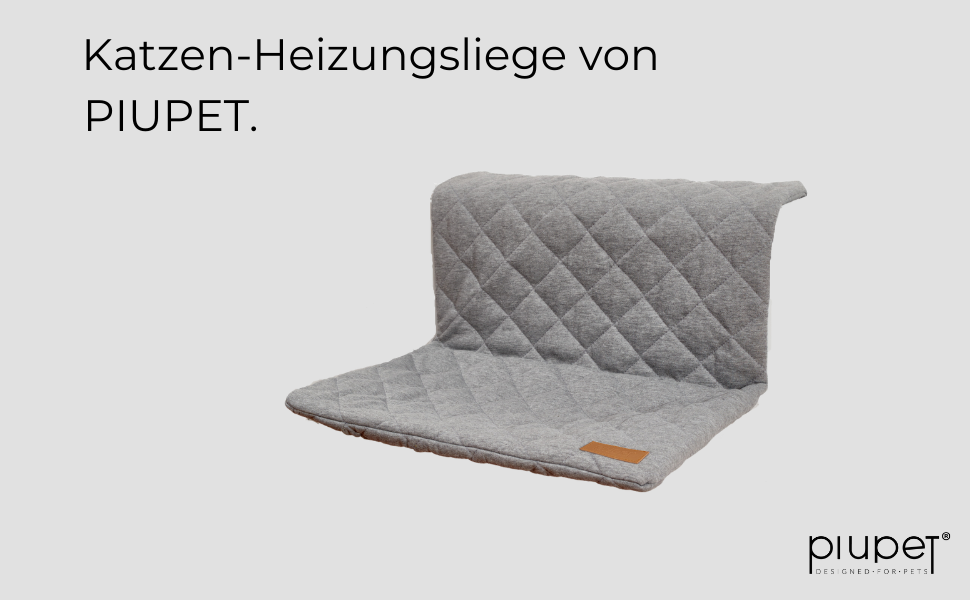 PiuPet® Обігріваюча лежанка для котів | Підходить для котів до 7 кг | Для всіх стандартних радіаторів | Аксесуари для котів | Місце для сну кота | Аксесуари для котів 42 x 27 x 13 см Сірий