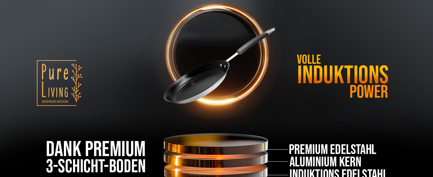 Набір сковорідок з нержавіючої сталі для всіх типів плит 20см та 28см з антипригарним покриттям - 10 років гарантії, ергономічні ручки, рівномірний розподіл тепла, придатні для миття в посудомийній машині та використання в духовці - Набір сковорідок 28см+20см