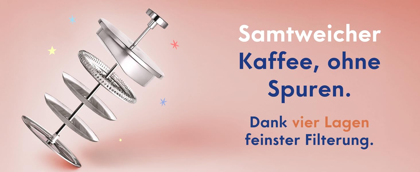 Френч-прес Ziruma 1 літр: нетоксичний, з нержавіючої сталі, з подвійними стінками та термосистемою