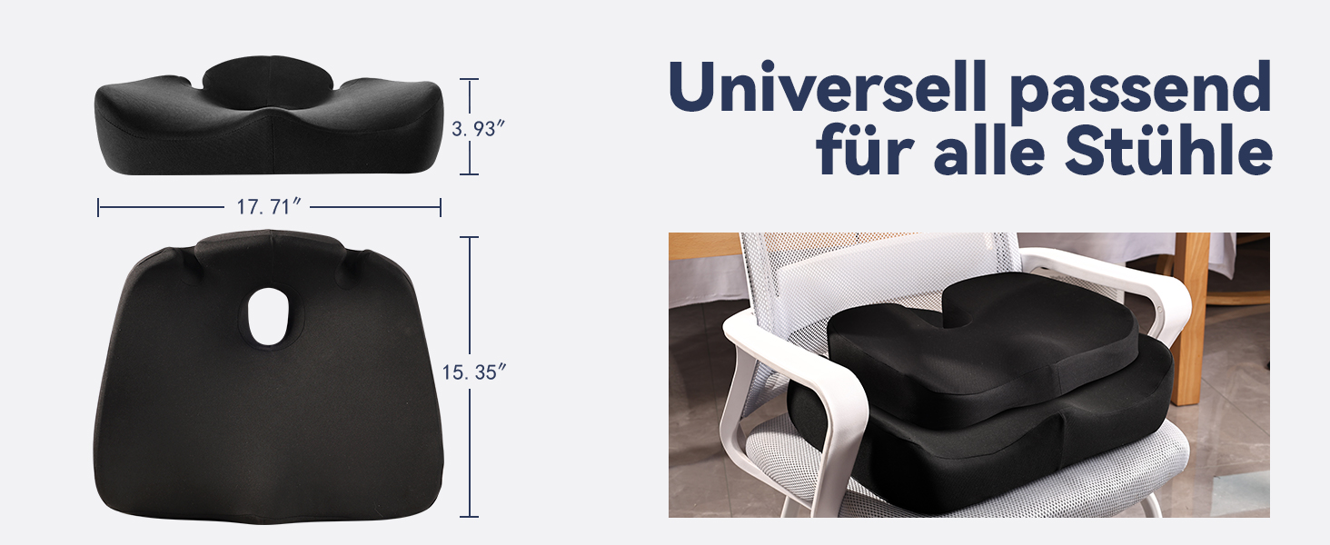 Подушка для сидіння з піни Memory Foam SKYNY для офісного крісла, авто, інвалідного візка - велика, знімний нековзкий чохол, комфорт на весь день