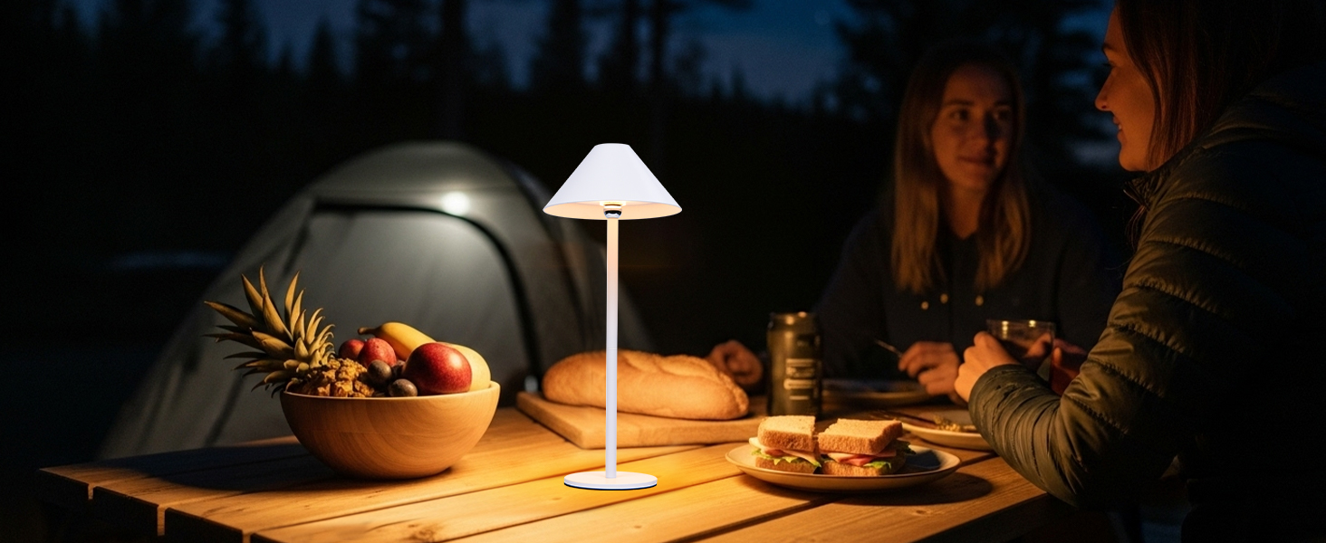 Світлодіодний акумуляторний настільний світильник Rosnek з магнітним кріпленням, димуванням, 3 режими кольору, 4000 mAh, для дому та вулиці (2 в упаковці, білий)