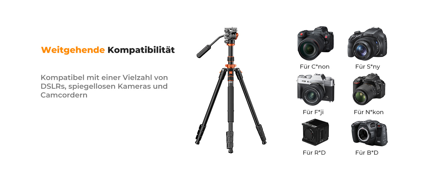 Штатив K&F Concept T254A7+BH-28L для камери: професійний, 230см, з рідинною головкою