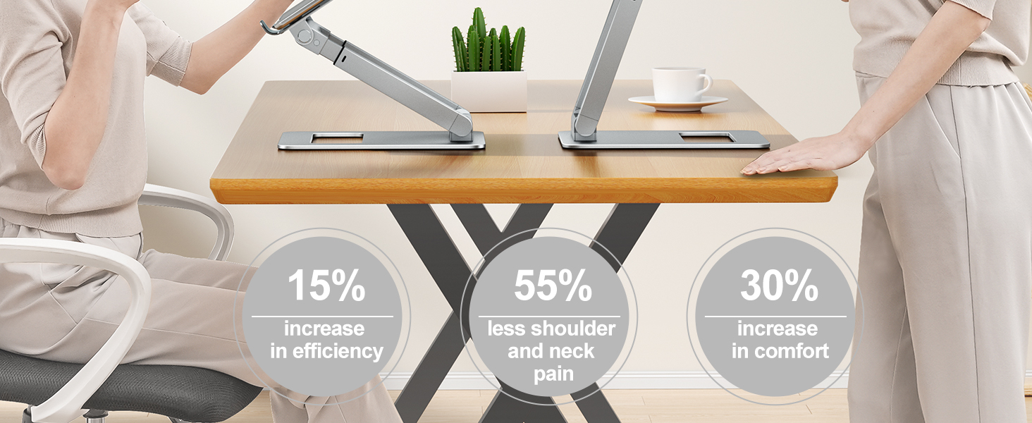 Adjustable Laptop Stand for Desk - Telescoping Design, Ergonomic Riser for 10-17 Inch Laptops (Silver)