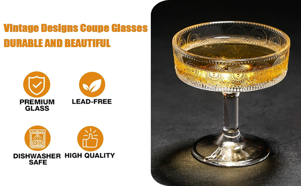 Набір келихів для коктейлів, 6 шт., 200 мл: келихи для еспресо, мартіні, купе для коктейлів, вечірок, Манхеттен, барні келихи