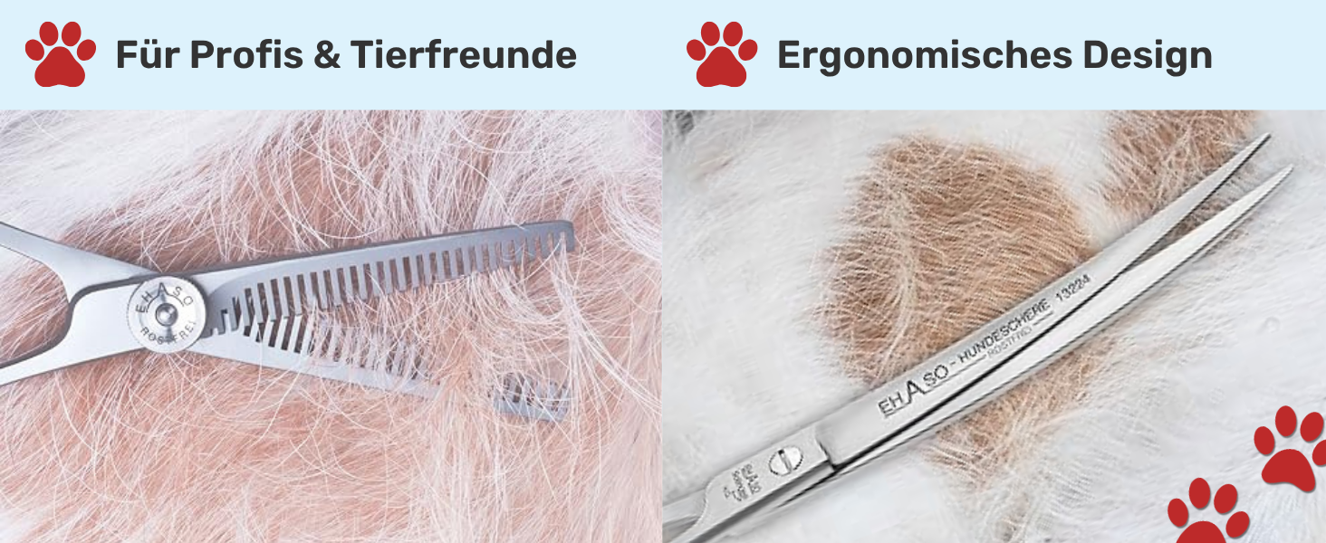 Ножиці для грумінгу собак EHASO Premium, 10 см, з круглою кінцівкою | Професійні ножиці для собак, точні та зручні | Підходять для всіх порід