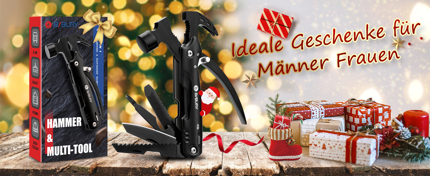 Мультитул BIBURY 12-в-1: молоток, інструменти для чоловіків, подарунок для тата, кемпінг, туризм, виживання