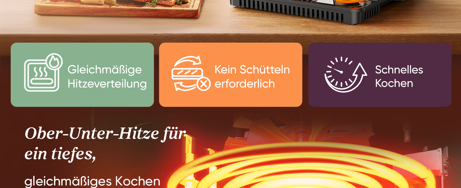 Фритюрниця Cosori Turboblaze Airfryer 9-в-1 з об'ємом 6л, сірий колір, з тихим DC мотором та 87 рецептами