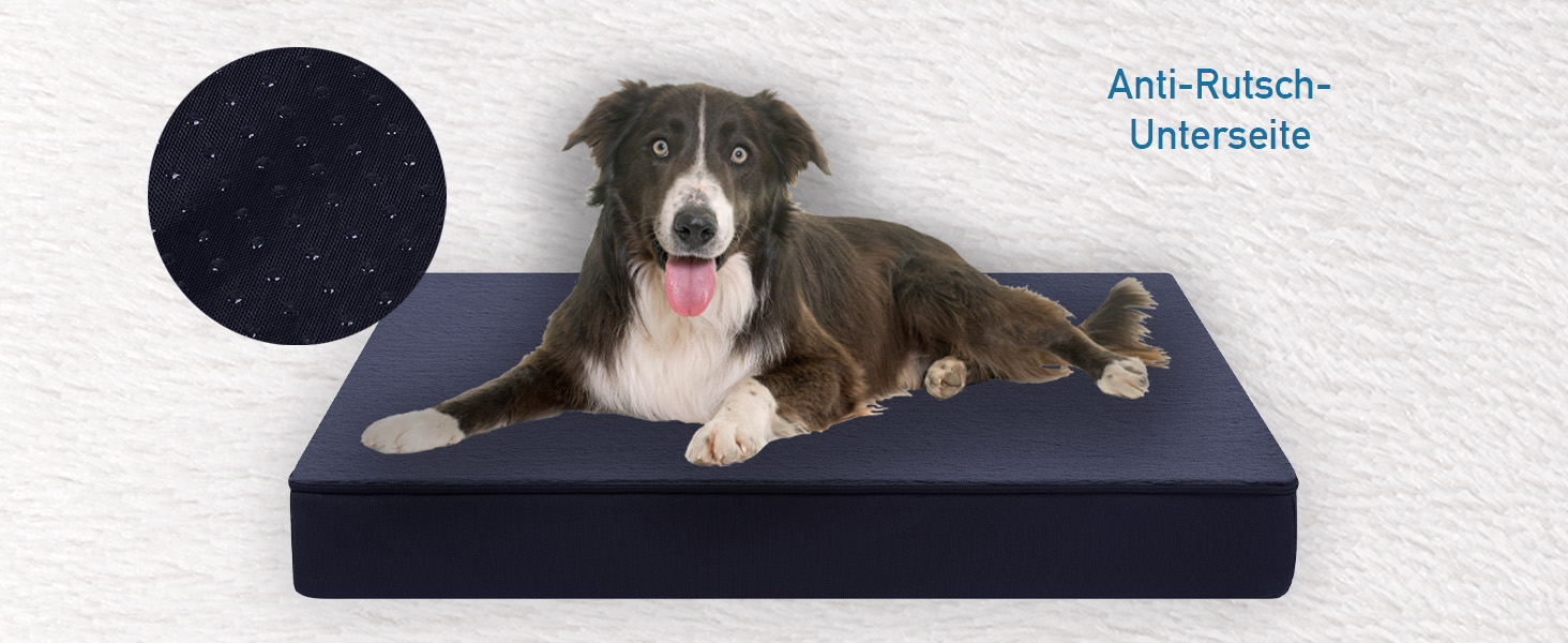 Ортопедична подушка для собак Преміум, сіра, 70x50 см, з повним шаром піни 8 см, зйомний чохол, 40°C, для алергіків