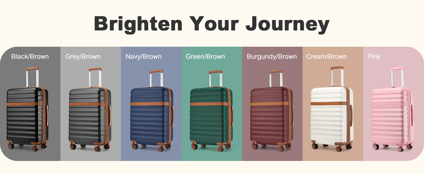 Чемодан-валіза KONO Trolley XL з ABS+PC, 4 колеса, TSA-замок (кремовий/коричневий) та M(55см) темно-зелений/коричневий