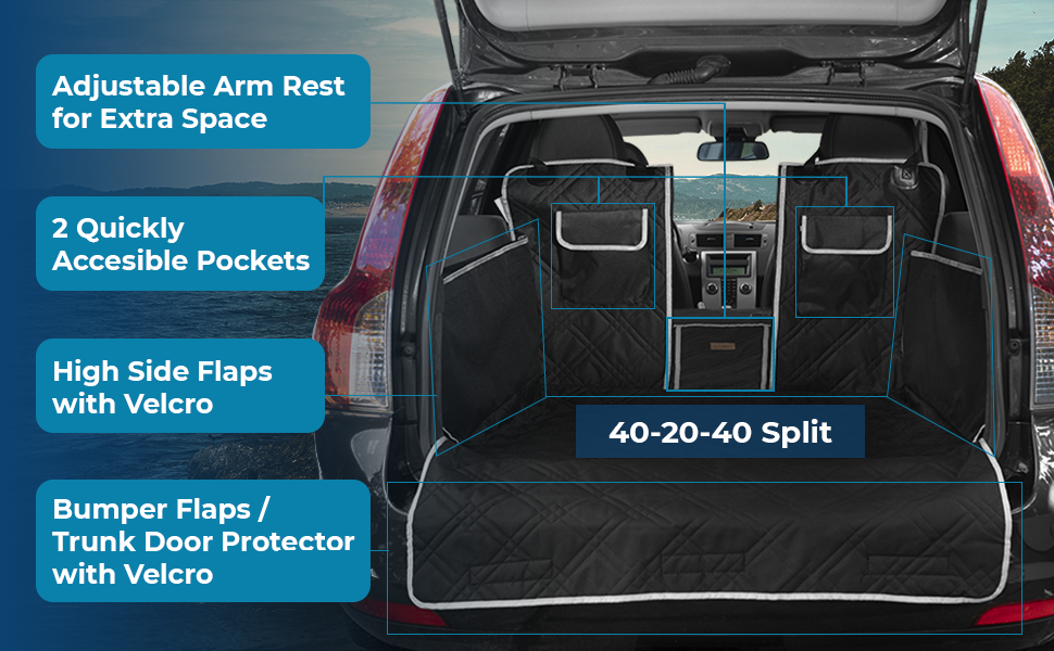 Захисний чохол на сидіння для собак AMZPET – водонепроникний, антиковзкий, стійкий до подряпин, міцний, 56 x 45 x 122 см, для маленьких автомобілів (купе або хетчбек), степене дизайн