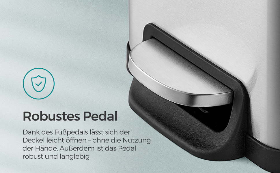 Степле́р SONGMICS для кухні, 48 літрів, вузький, з м'яким закриттям, з відром, з нержавіючої сталі, 15 мішків у комплекті, сріблястий