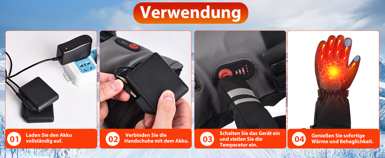 Гріючі рукавички з акумулятором 7.4V 6400mAh USB, 3 режими нагріву, водонепроникні рукавички з підігрівом для зимових видів спорту, катання на лижах, мотоциклі, велосипеді, піших прогулянок