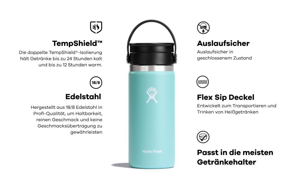 Hydro Flask Wide Mouth Flex Sip Pacific 355ml Water Bottle - Insulated Stainless Steel