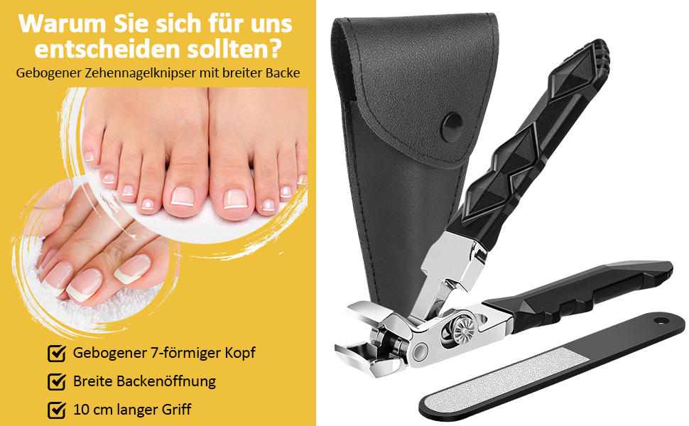 Кусачки для нігтів Nagel з ергономічною ручкою для педикюру, широка голівка, для літніх людей, преміум сталь для чоловіків та жінок