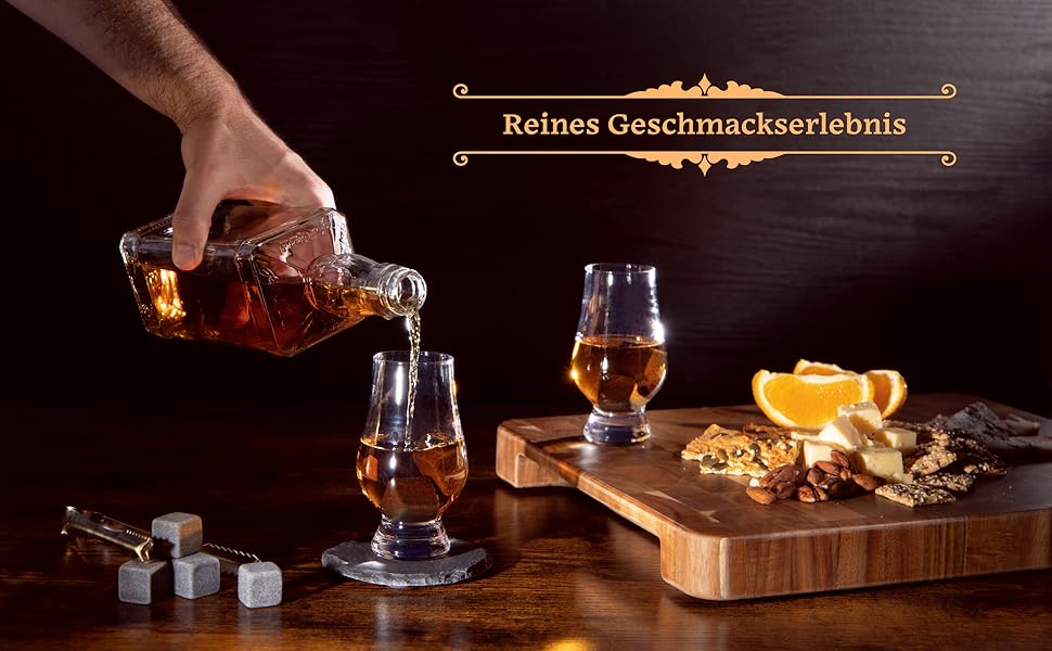 Набір склянок для віскі з аксесуарами та охолоджувальними каменями - 2 склянки, 8 каменів, пінцет з нержавіючої сталі - подарунковий набір віскі для чоловіків. 2 кришталеві келихи (2 тюльпанових келиха)