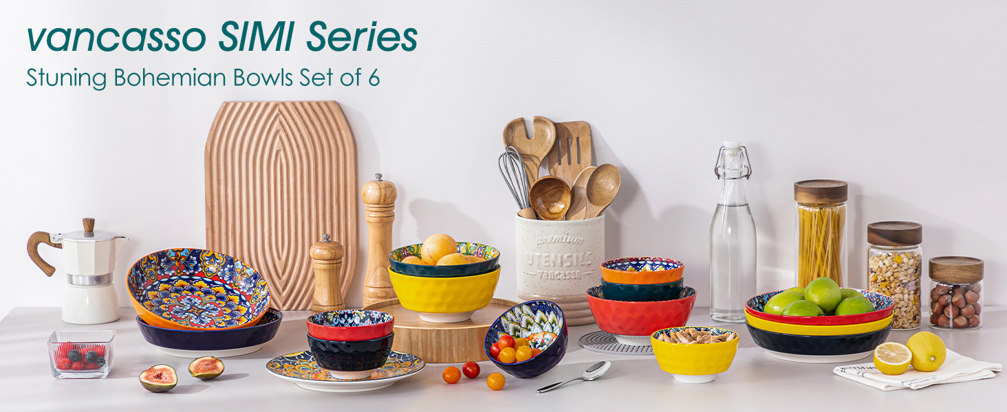 Набір керамічних мисок Vancasso SIMI (6 шт.) - миски для супу, салату, пасти, 360 мл